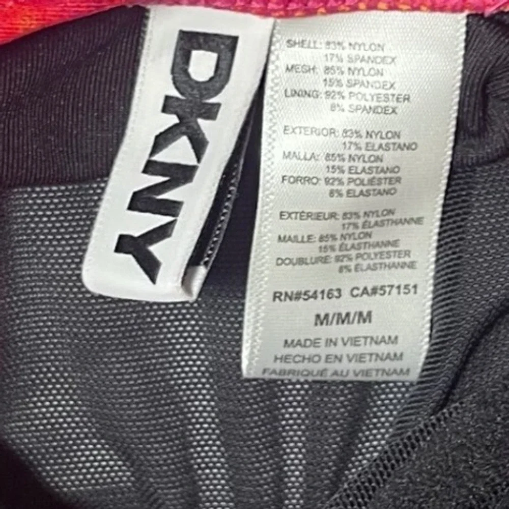 DKNY Womens Pink Abstract Watercolor Ruffle One Piece Swimsuit Underwire M NEW - Picture 6 of 7